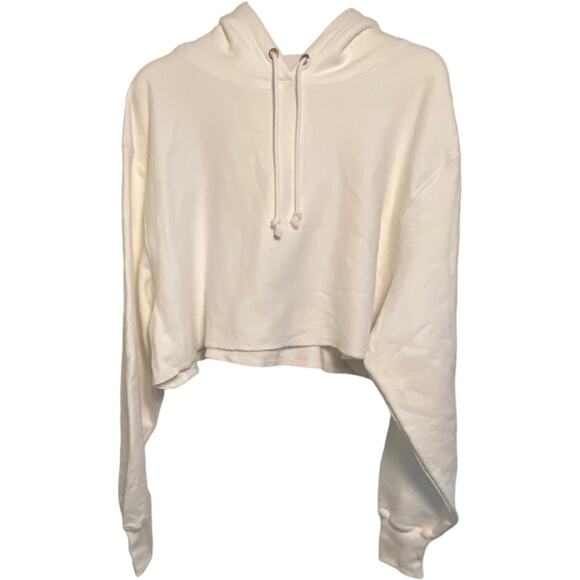 Champion Womens Size Large Reverse Weave Cropped Sweatshirt L solid white EUC - Picture 2 of 7